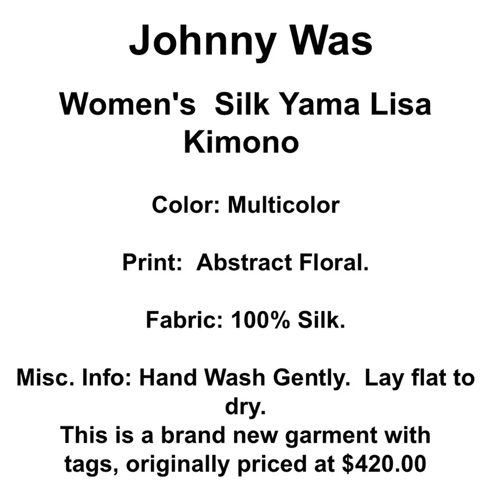 Johnny Was Women’s Silk Yama Lisa Kimono XL - Picture 8 of 14